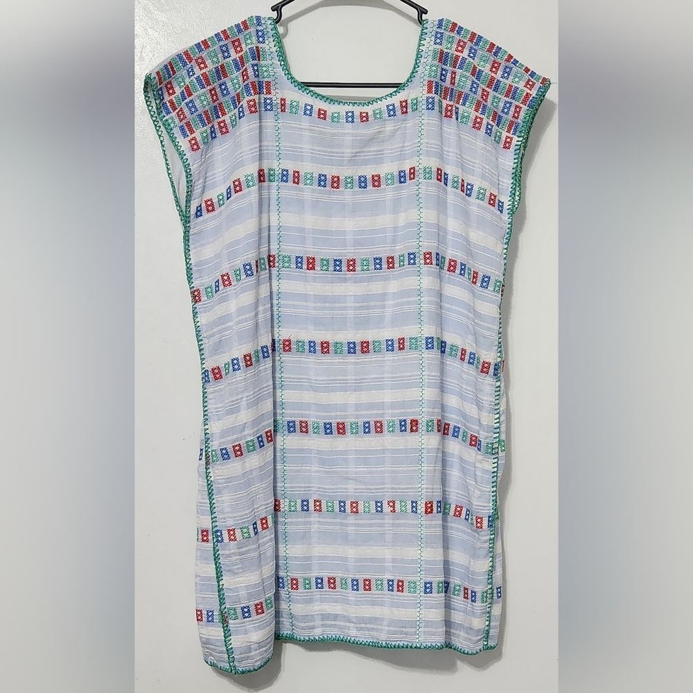 Women’s J. Marie Cotton Embroidered Pullover Lined Shift Dress Size S
